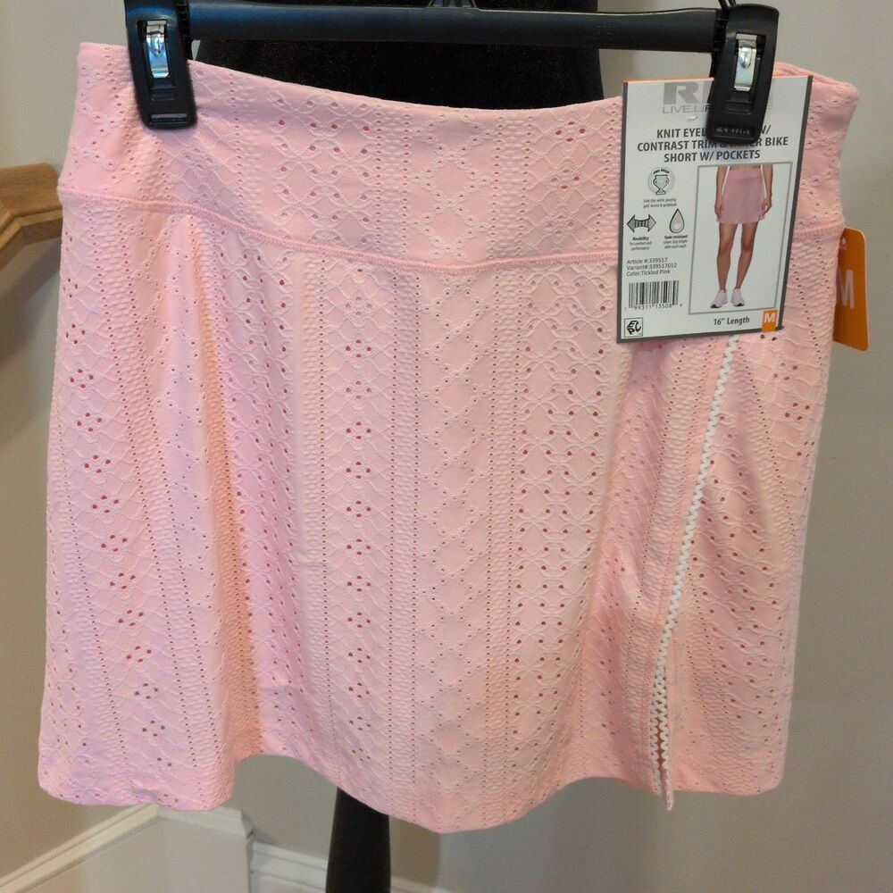 RBX Athletic Skort Pink M Pull On Pockets Inner Bike Shorts Stretch Golf Tennis